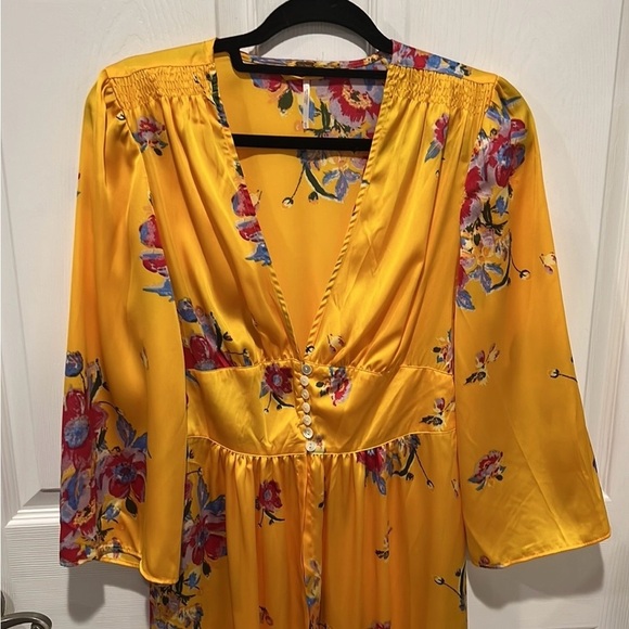 Free People Alexa yellow floral duster jacket in maxi length size XS - Picture 5 of 10